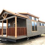 The Premier cabin by Platinum Cottages and Recreational Resort Cottages Athens. This value priced 15' wide park model is shown with cabin features including stained exterior hardi, and interior stained syp trim and accents.